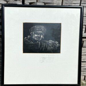Bob Marcello Framed Signed Original Lithograph Print Etching Black and White